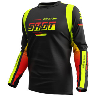 Maillot SHOT devo block jaune fluo 2026 | Oxmoto