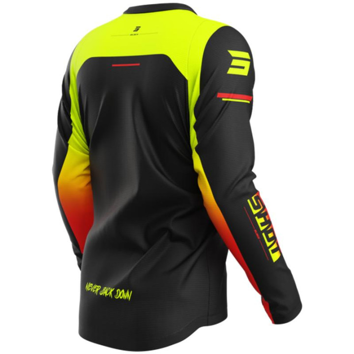 Maillot SHOT devo block jaune fluo 2026 | Oxmoto