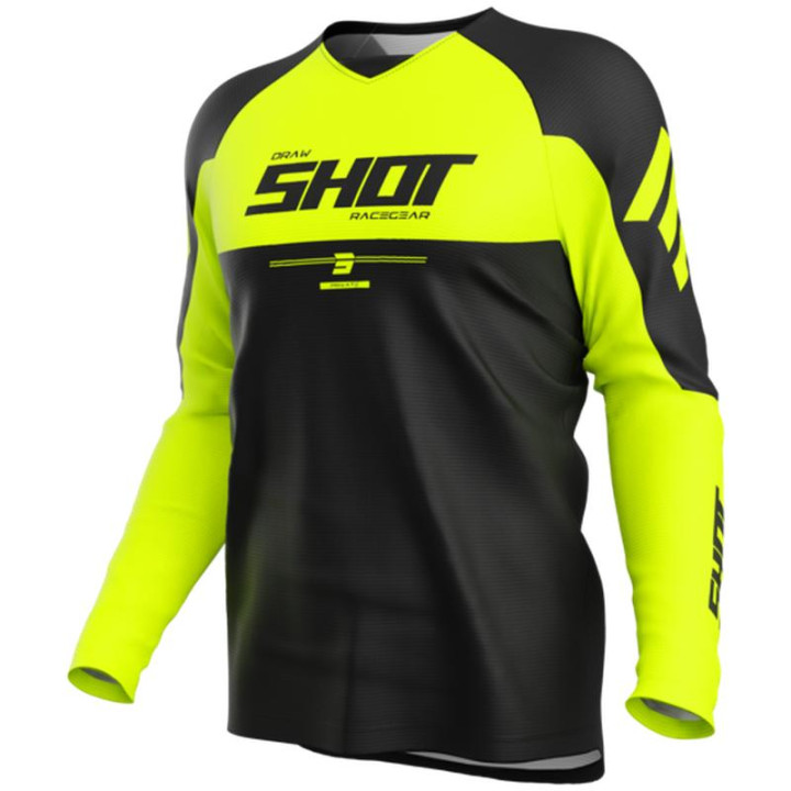 Maillot SHOT draw private jaune fluo 2026 | Oxmoto