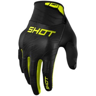 Gants SHOT drift onyx jaune fluo 2026 | Oxmoto