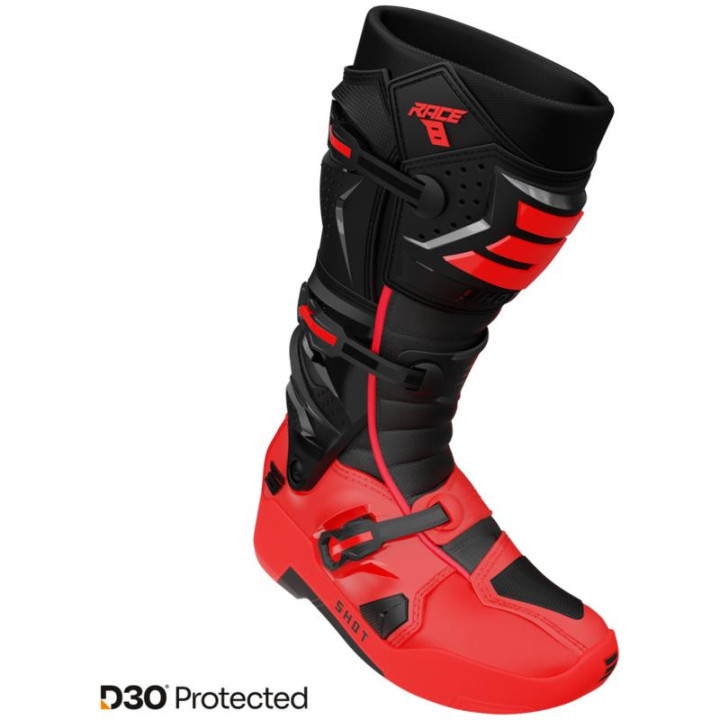 Bottes SHOT race 8 noir/rouge 2026 | Oxmoto