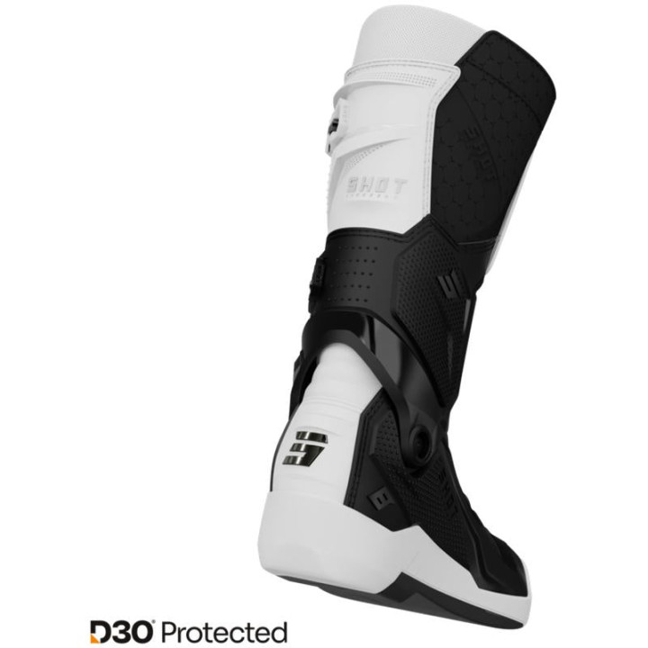 Bottes SHOT race 8 blanc/noir/chrome 2026 | Oxmoto