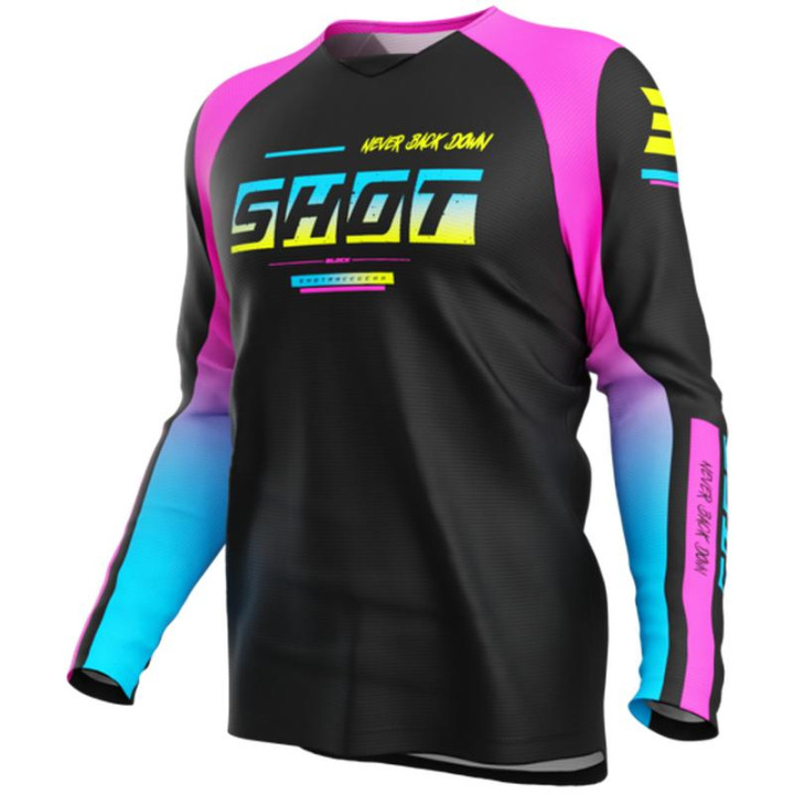 Maillot enfant SHOT draw block rose fluo 2026 | Oxmoto