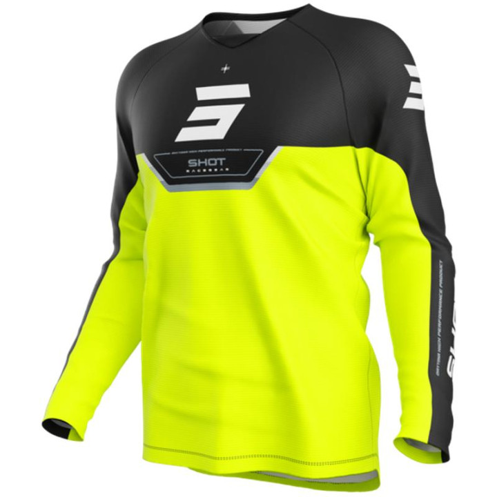 Maillot enfant SHOT draw daytona jaune fluo 2026 | Oxmoto