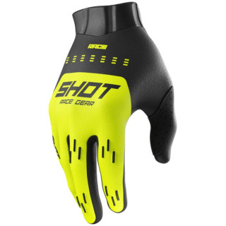 Gants enfant SHOT race evo jaune fluo 2026 | Oxmoto