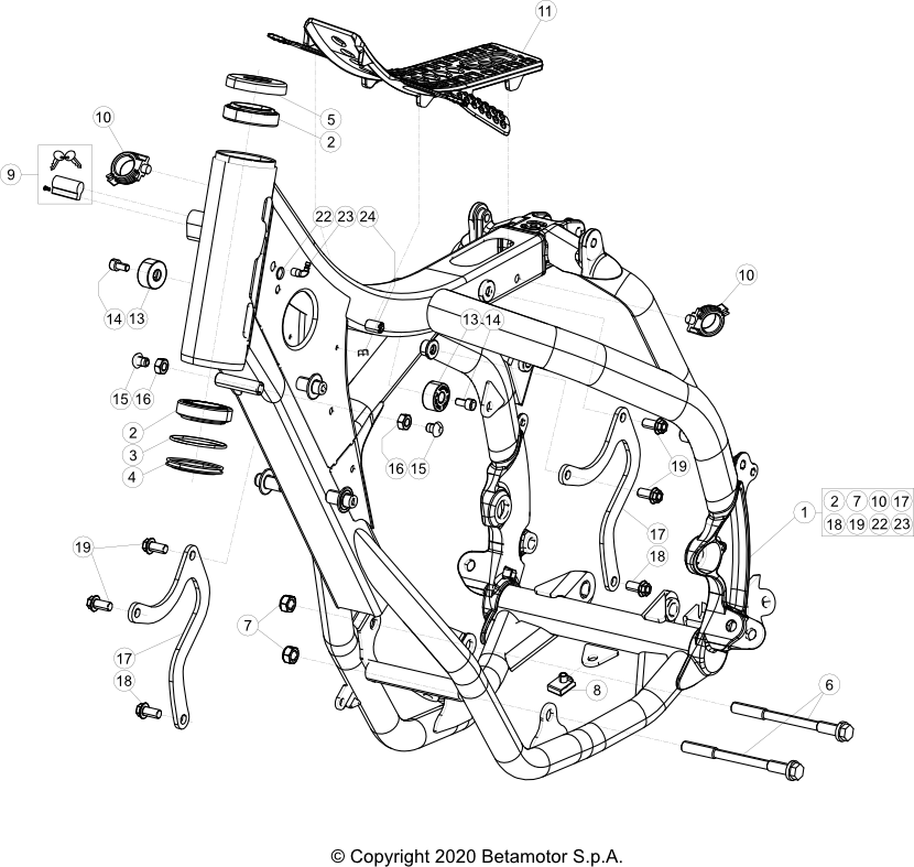 vue éclatée cadre - beta rr 125 racing 2021