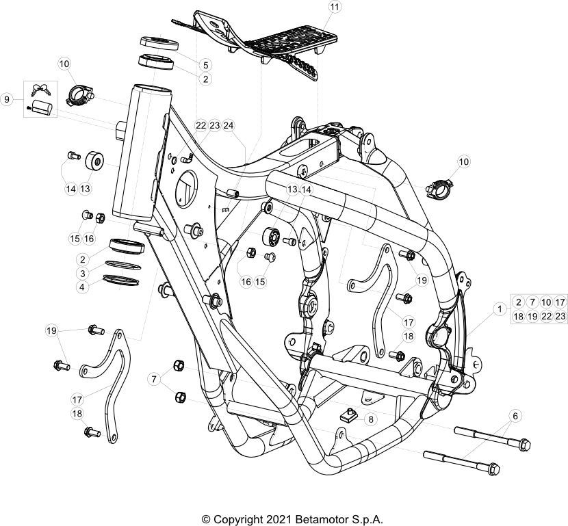 vue éclatée cadre - beta rr 125 2022