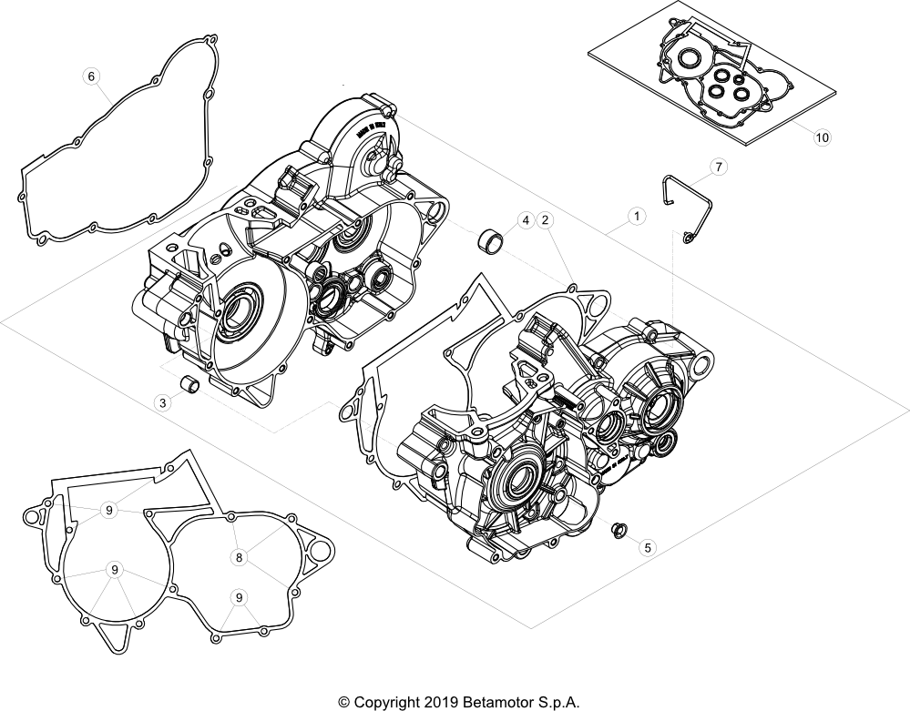 vue éclatée carter moteur - beta x-trainer 250 2020