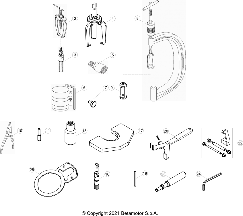 vue éclatée trousse à outils - beta rr 480 2022