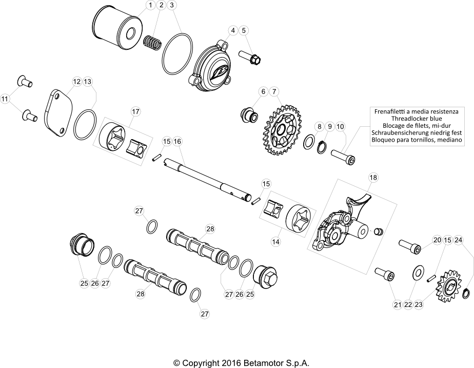 vue éclatée lubrification - beta evo 300 4t 2022