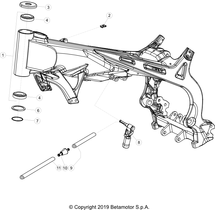 vue éclatée cadre - beta evo 300 4t 2022