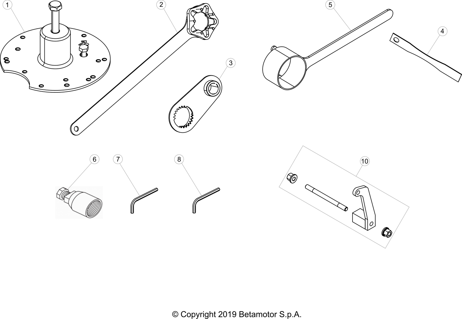 vue éclatée trousse à outils - beta rr 200 racing 2022