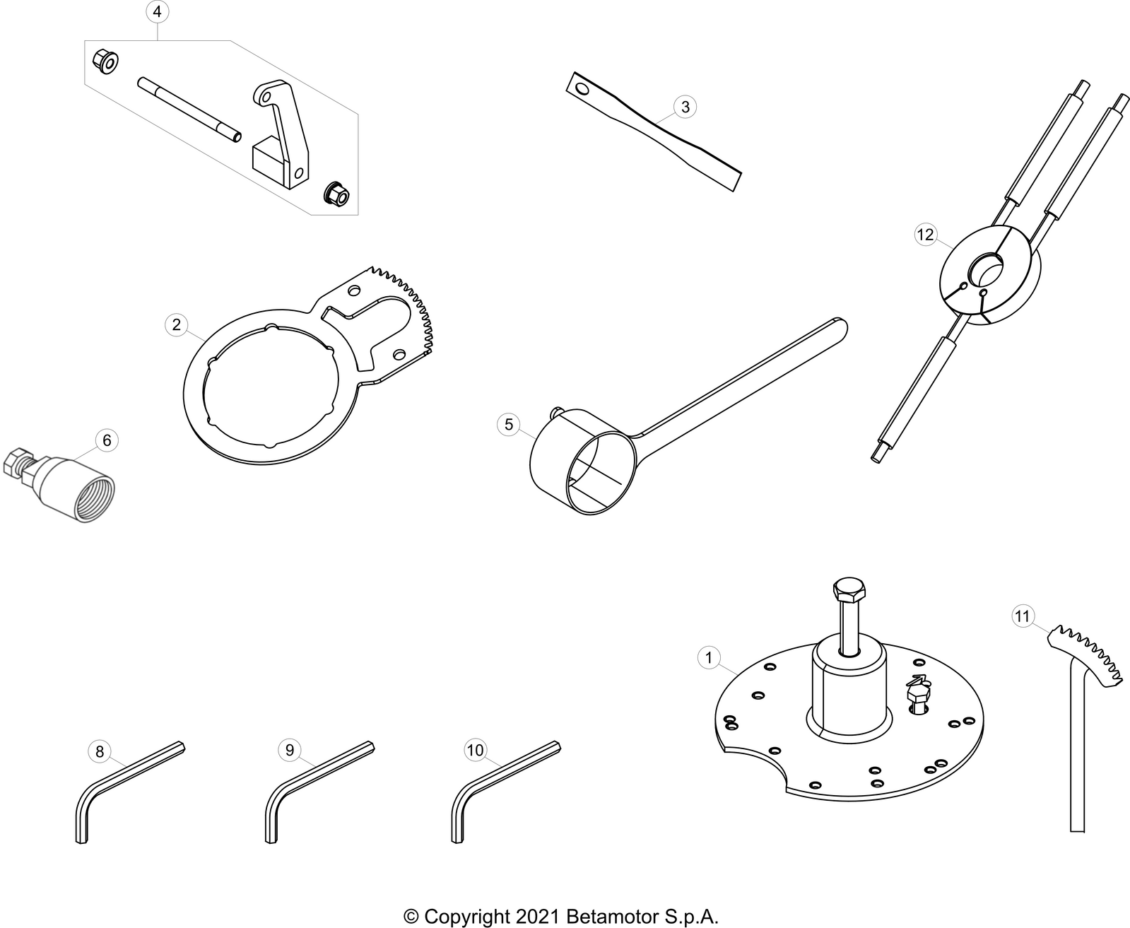 vue éclatée trousse à outils - beta rr 250 racing 2022