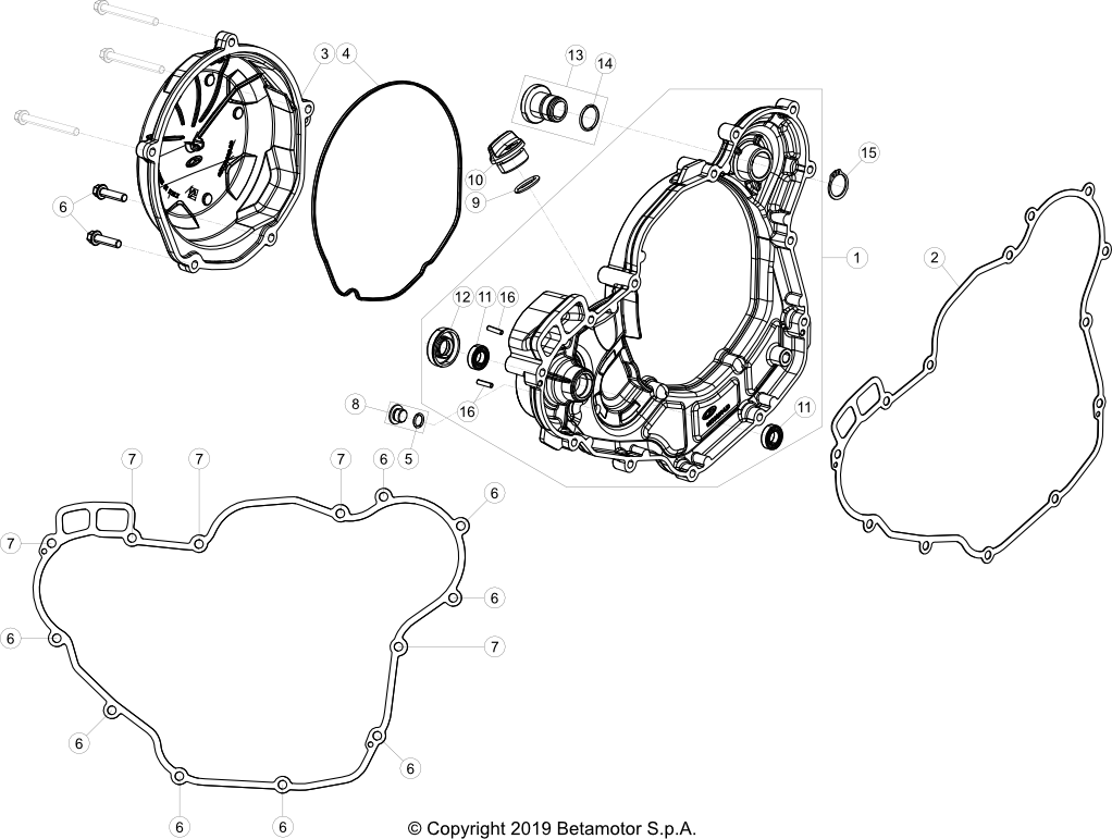 vue éclatée carter moteur - beta rr 430 4t racing 2022