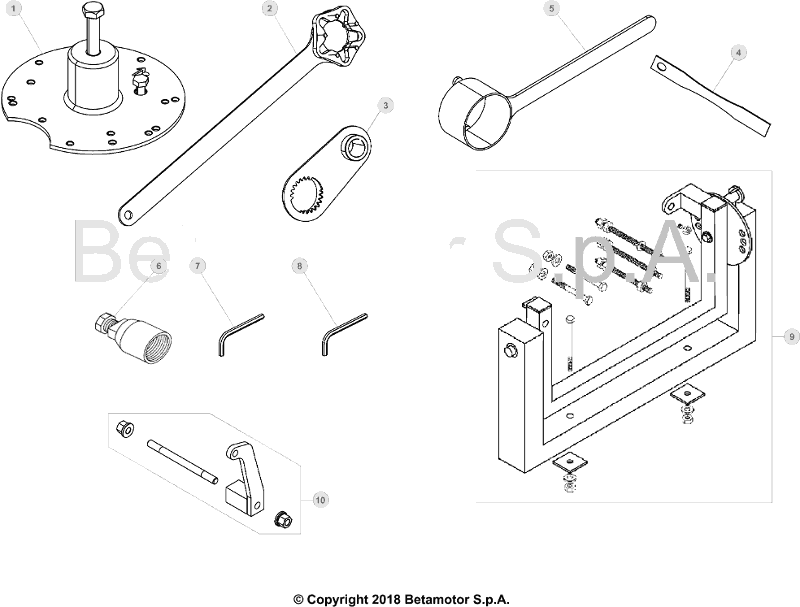 vue éclatée trousse à outils - beta rr 125 2018