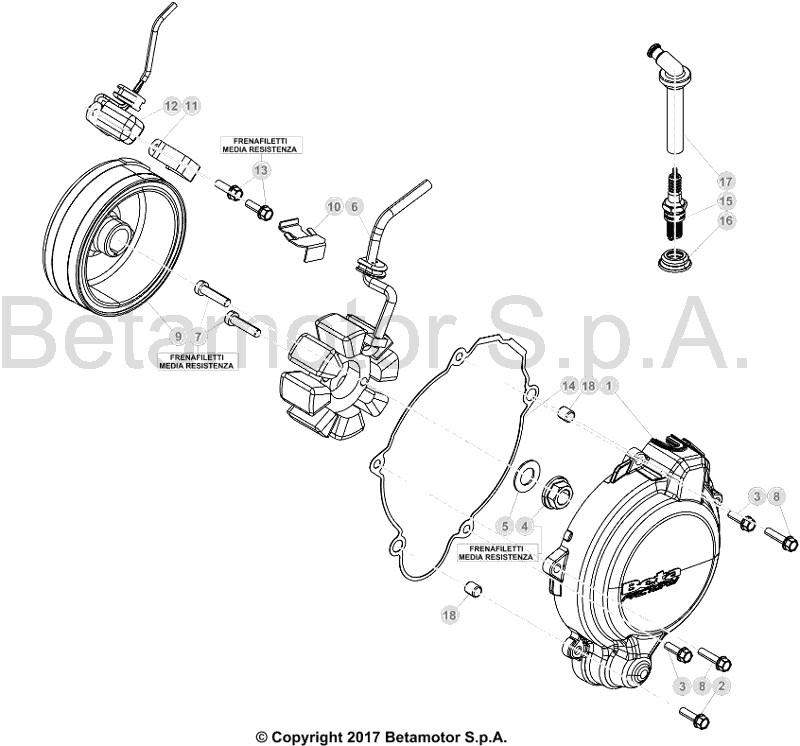 vue éclatée allumage - beta rr 125 2018