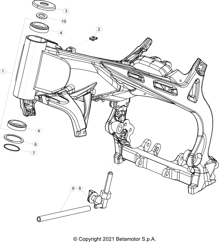 vue éclatée cadre - beta evo 125 2t factory 2022