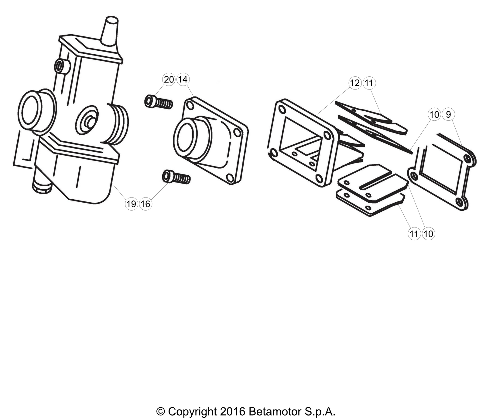 vue éclatée carburateur - beta evo 300 2t factory 2022