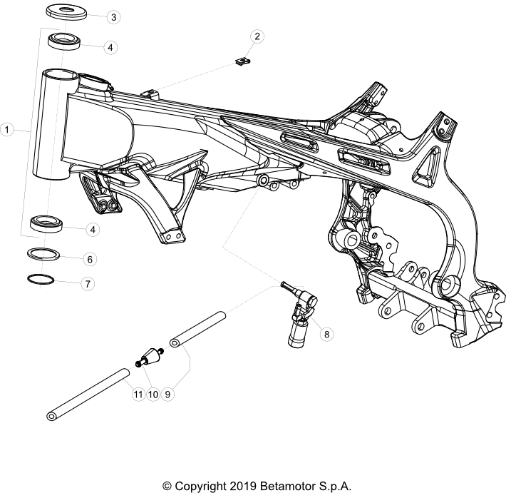 vue éclatée cadre - beta evo 300 4t factory 2022
