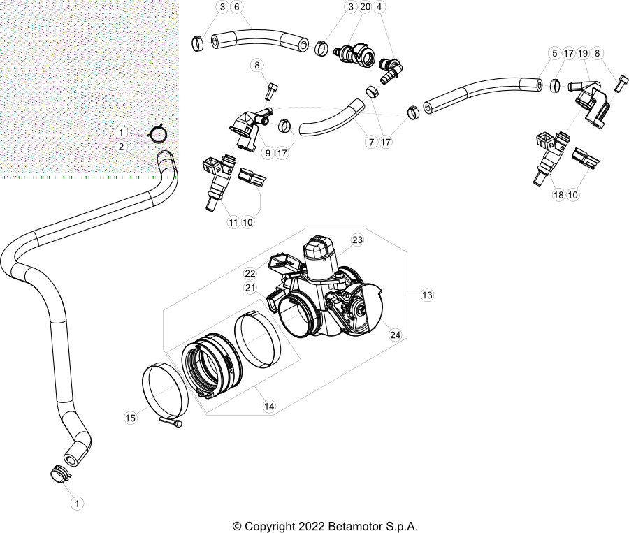 vue éclatée injection - beta rr 350 2023