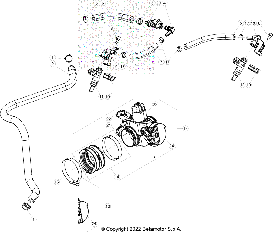vue éclatée injection - beta rr 390 2023