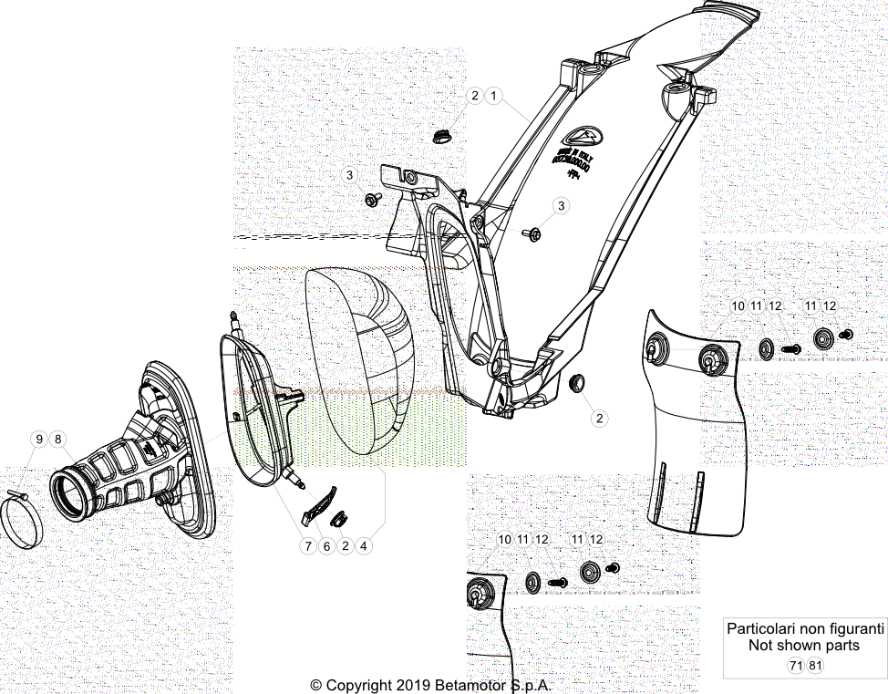 vue éclatée boitier de filtre - beta rr 430 2023