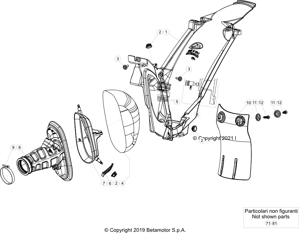 vue éclatée boitier de filtre - beta rr 480 2023