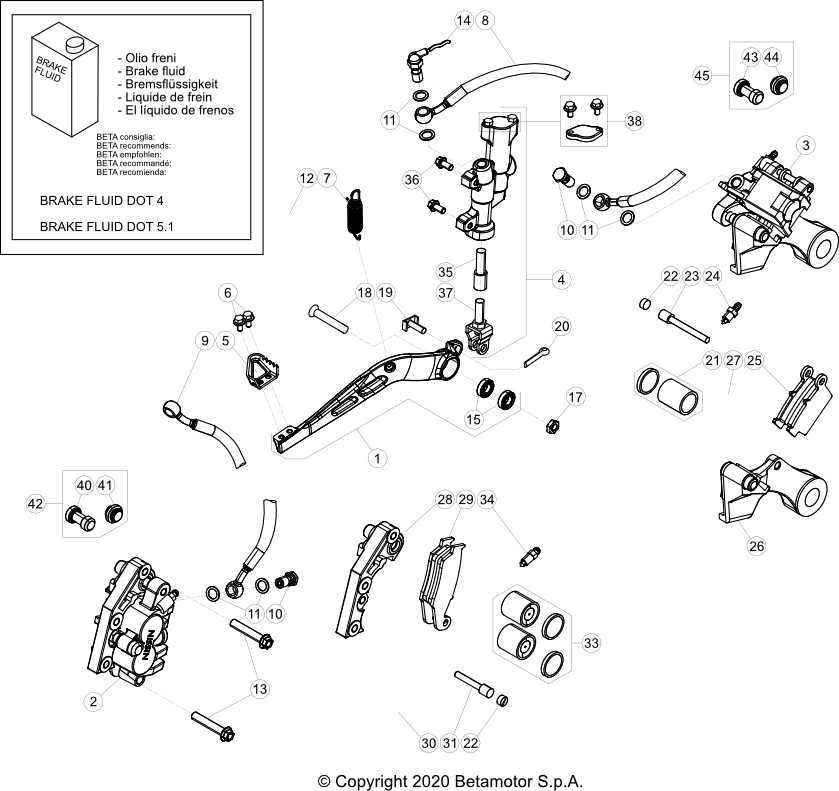 vue éclatée freinage - beta rr 250 2023