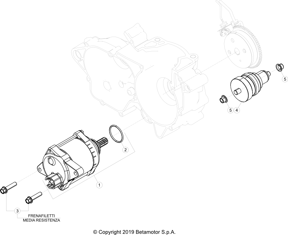 vue éclatée démarreur - beta rr 250 2023