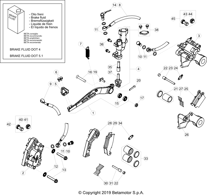 vue éclatée freinage - beta rr 125 racing 2020