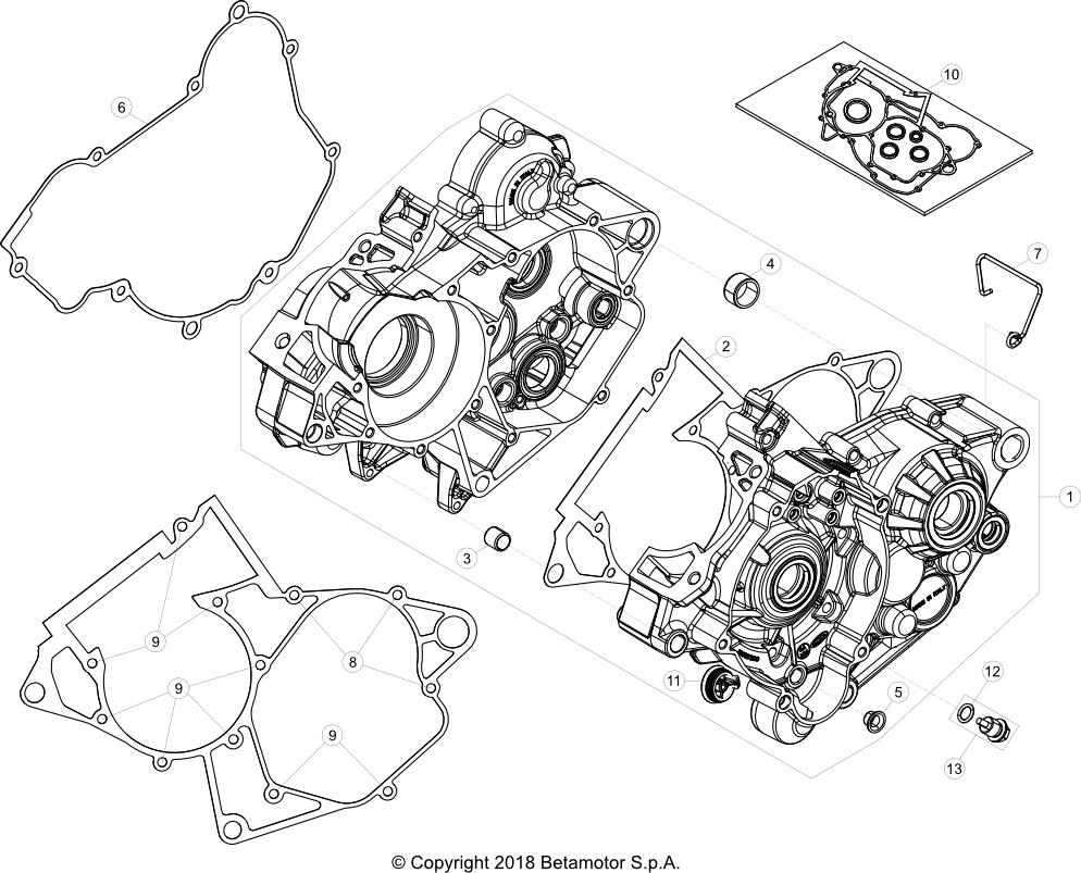 vue éclatée carter moteur - beta rr 125 racing 2020