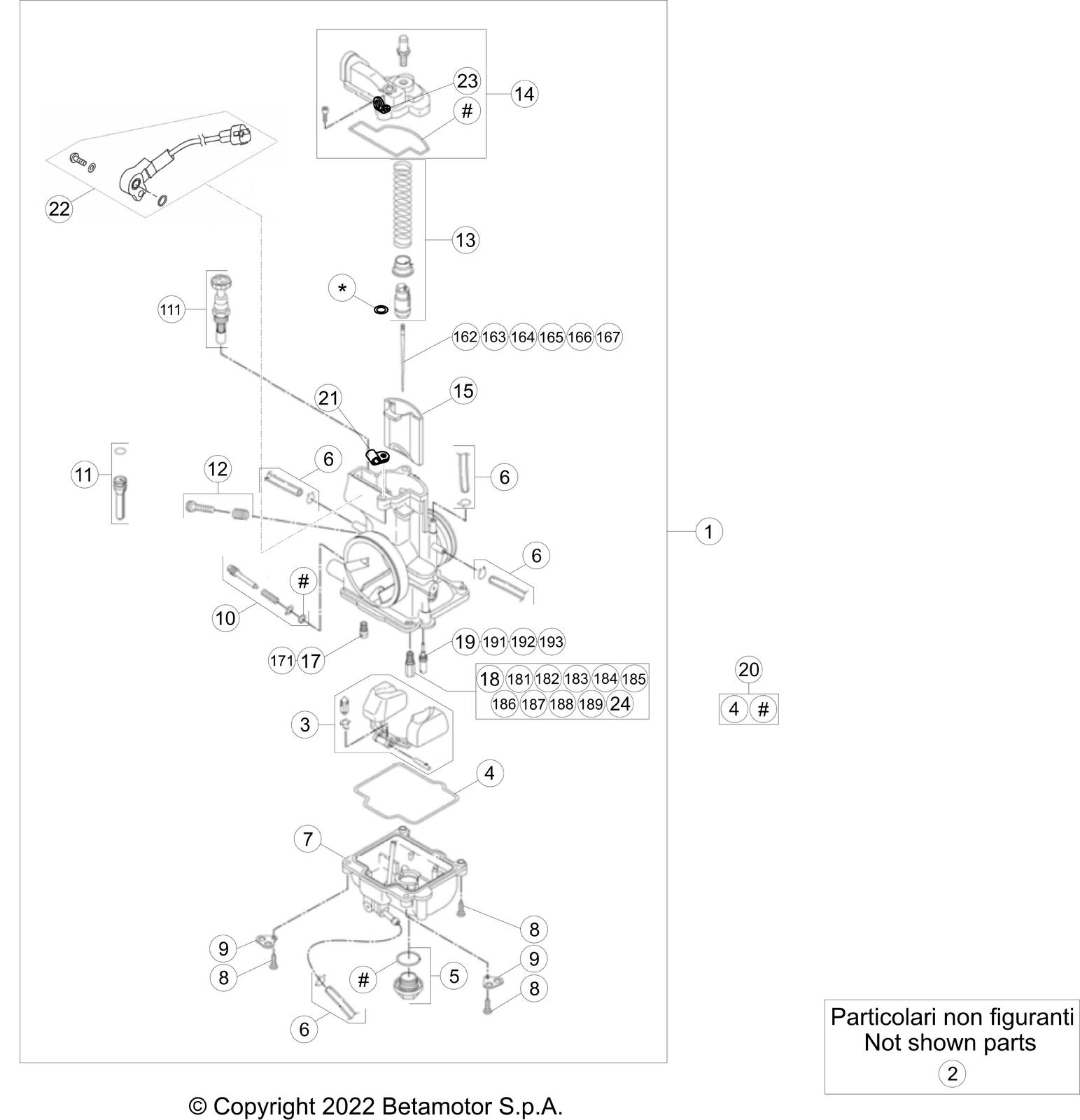 vue éclatée carburateur - beta x-trainer 250 2023