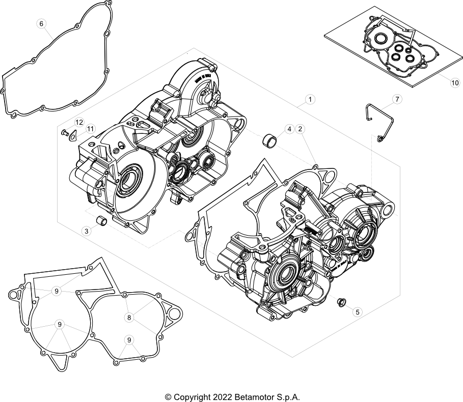 vue éclatée carter moteur - beta x-trainer 300 2023