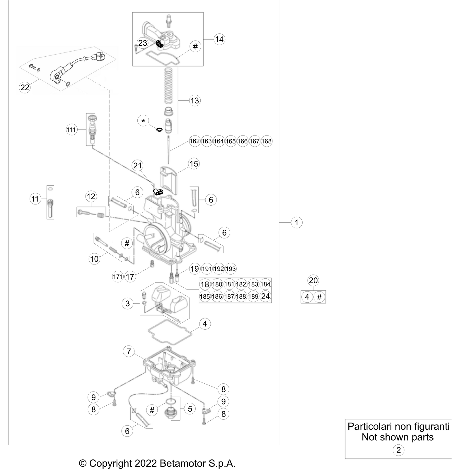 vue éclatée carburateur - beta x-trainer 300 2023