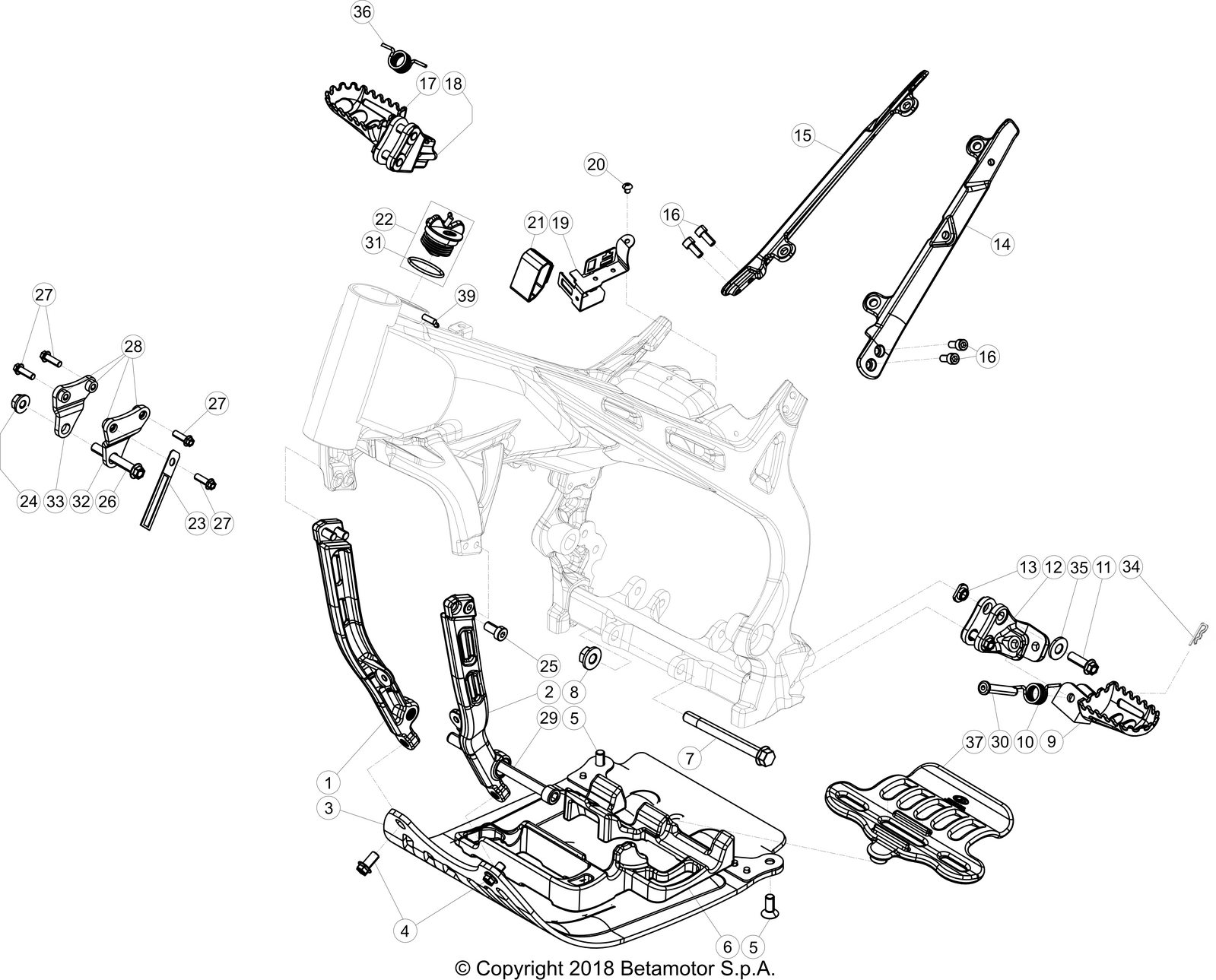 vue éclatée cadre - beta evo 125 2t 2023
