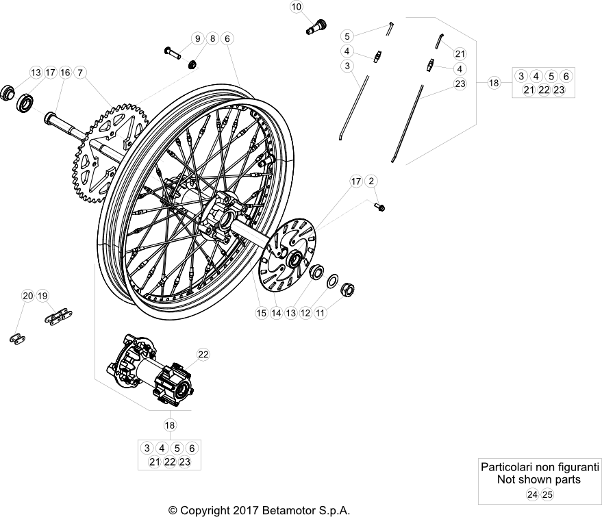 vue éclatée roue arrière - beta evo 300 2t 2023