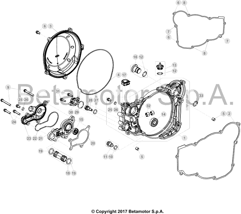 vue éclatée carter moteur - beta rr 250 2019