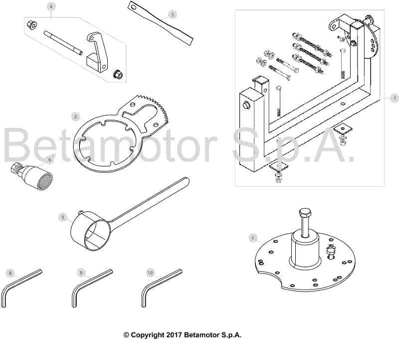 vue éclatée trousse à outils - beta rr 250 2019