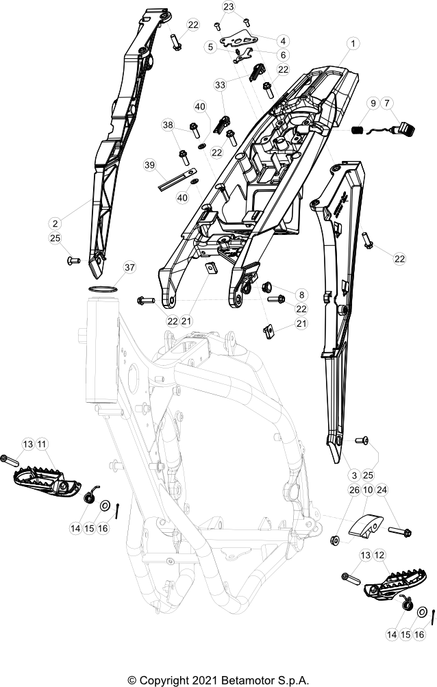 vue éclatée cadre - beta rx 300 2023