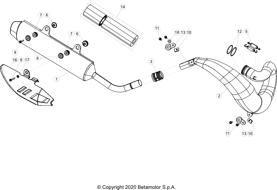 vue éclatée echappement - beta rx 300 2023