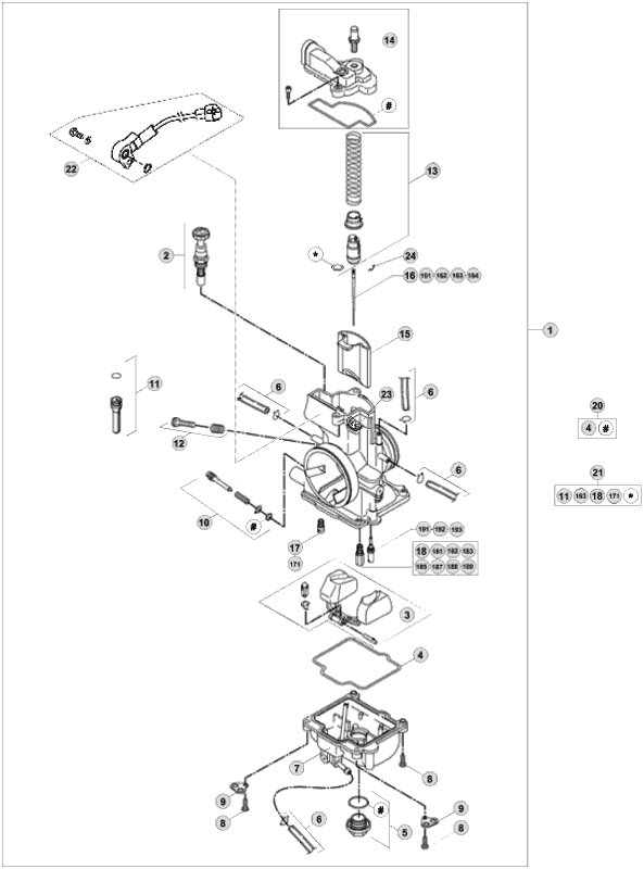 vue éclatée carburateur - beta rr 300 2016