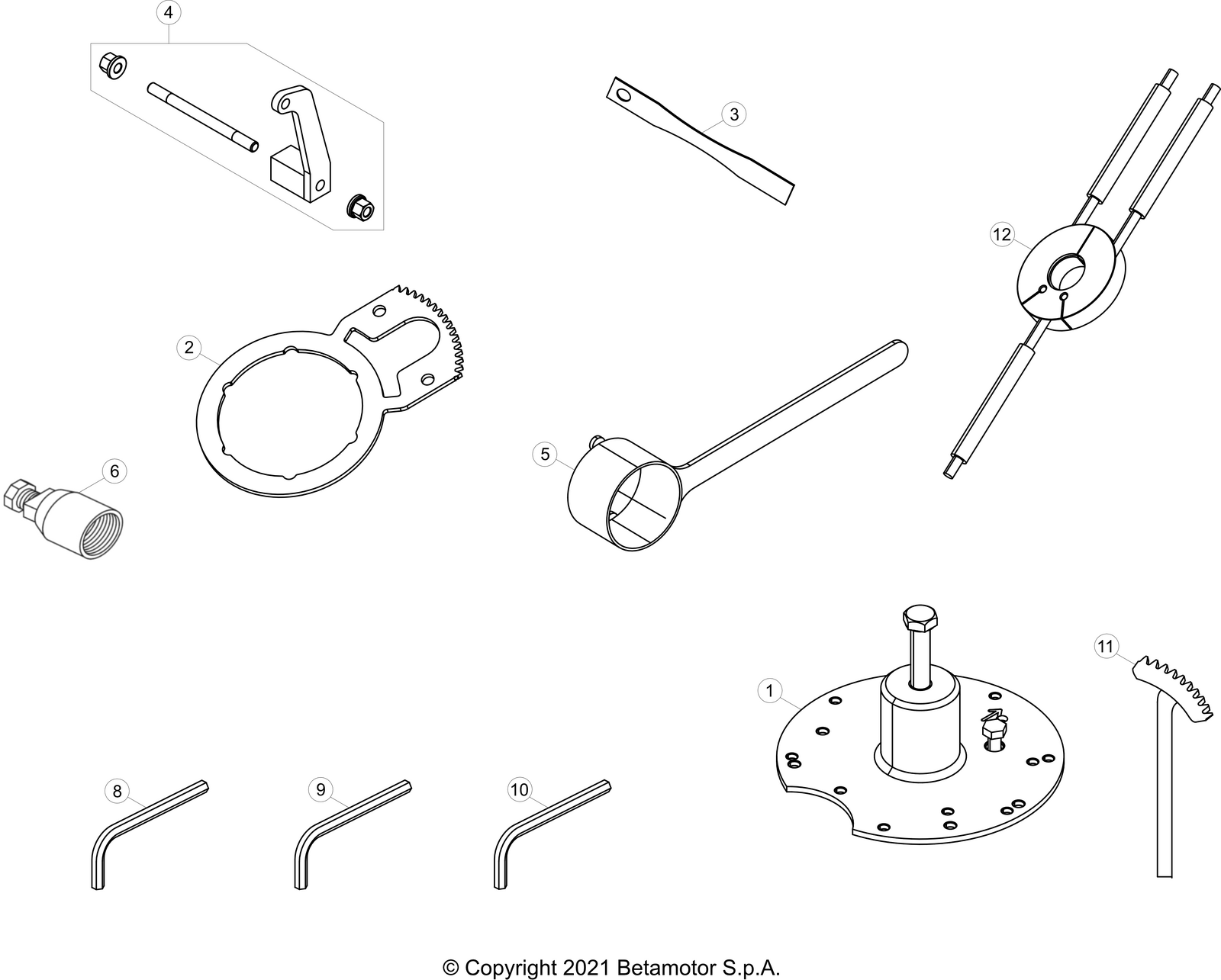 vue éclatée trousse à outils - beta x-trainer 250 2024