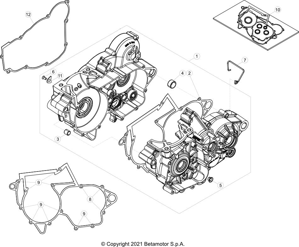 vue éclatée carter moteur - beta x-trainer 250 2024