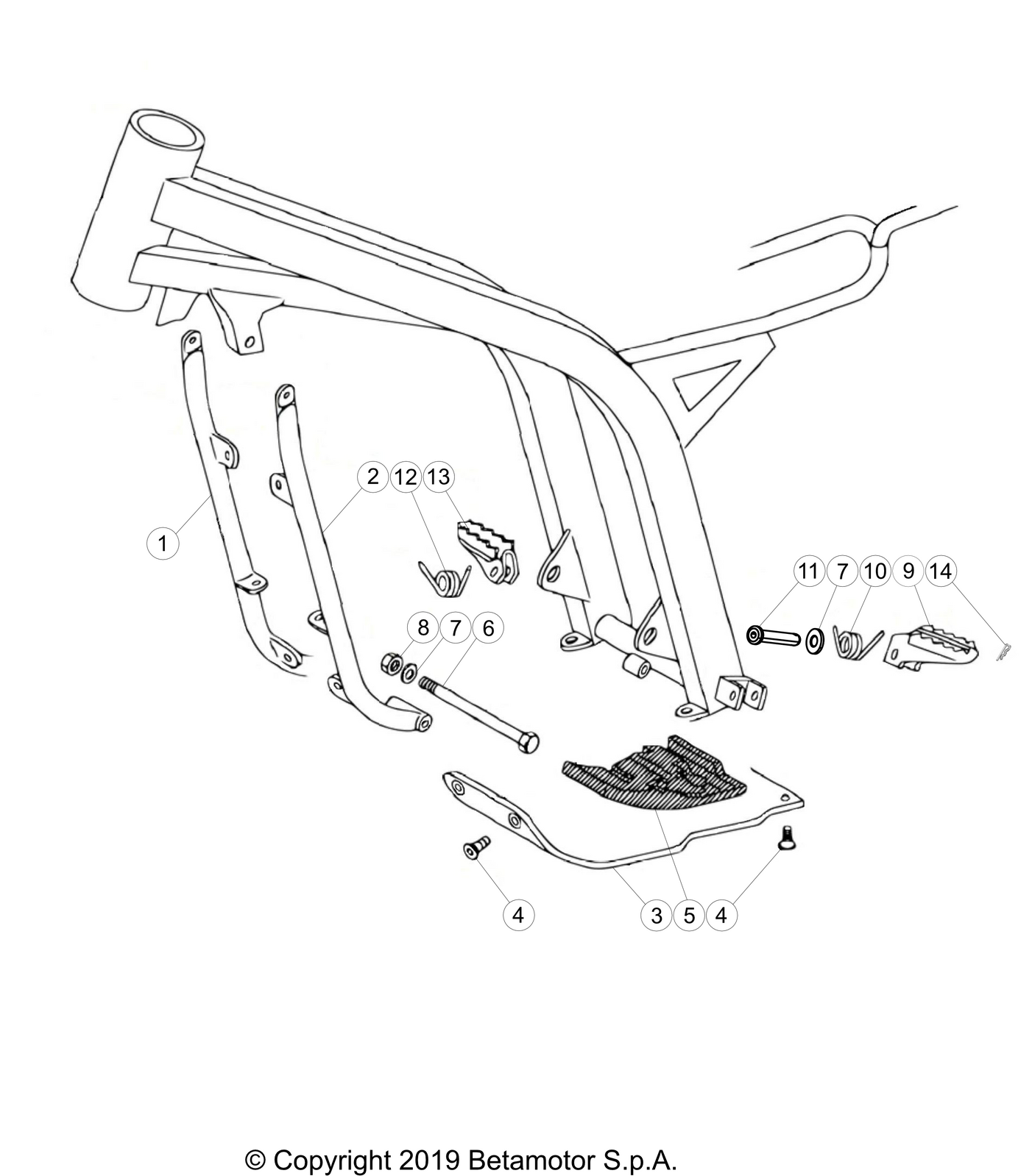 vue éclatée cadre - beta evo 80 junior 2023