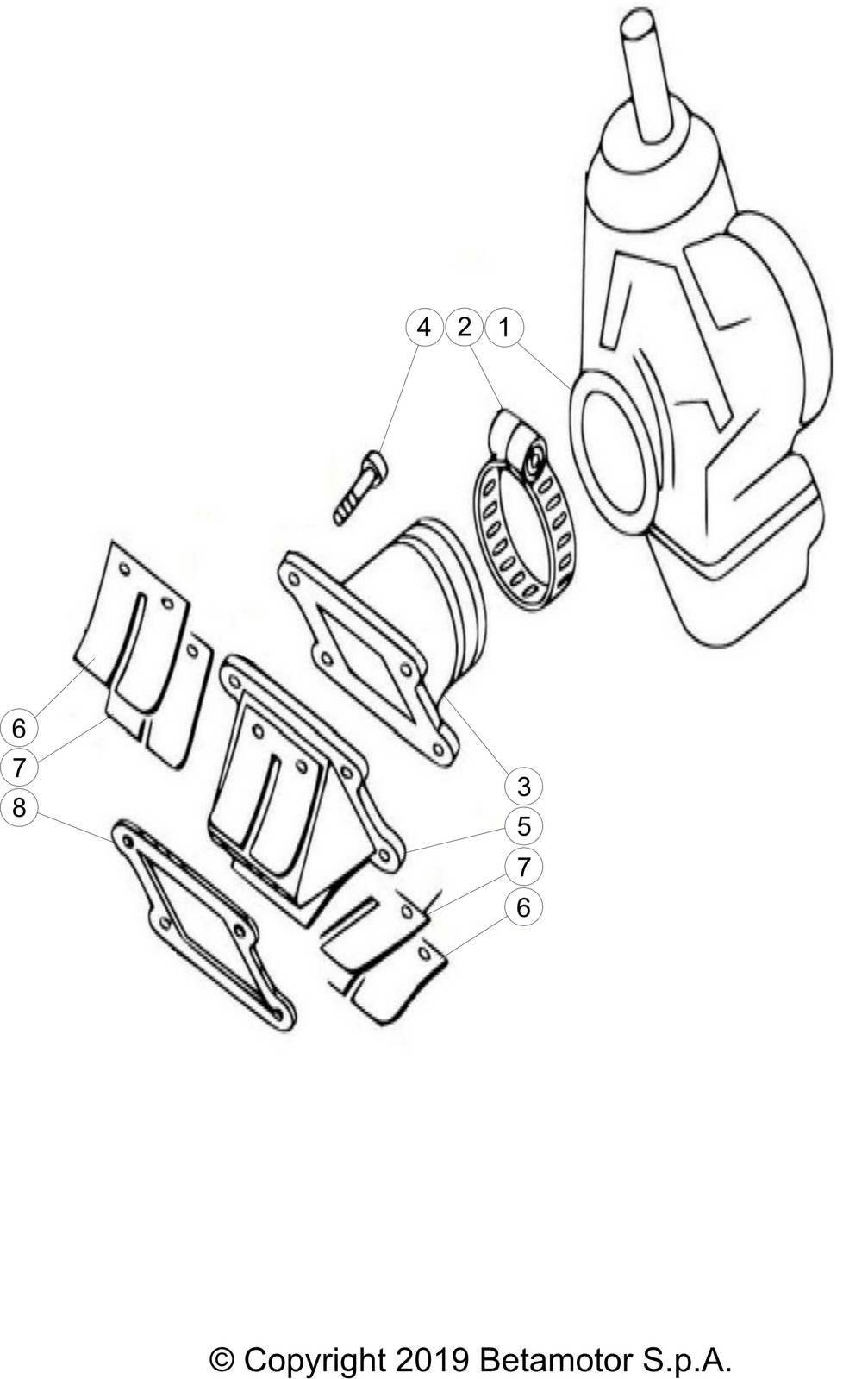 vue éclatée carburateur - beta evo 80 senior 2023