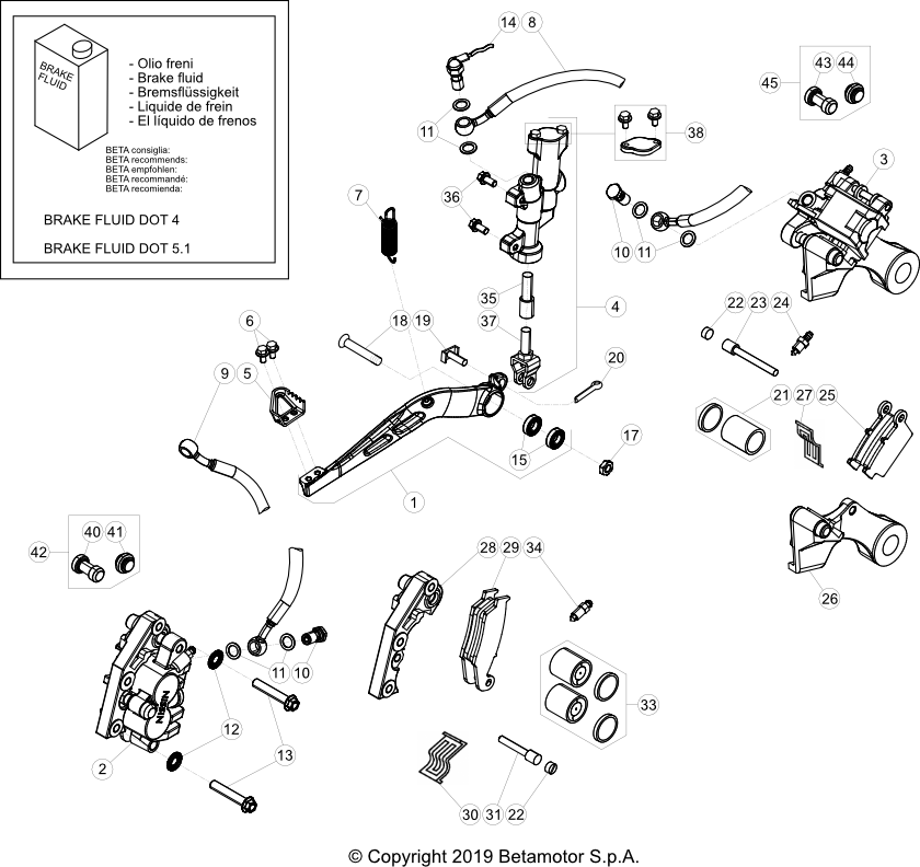 vue éclatée freinage - beta rr 250 racing 2020
