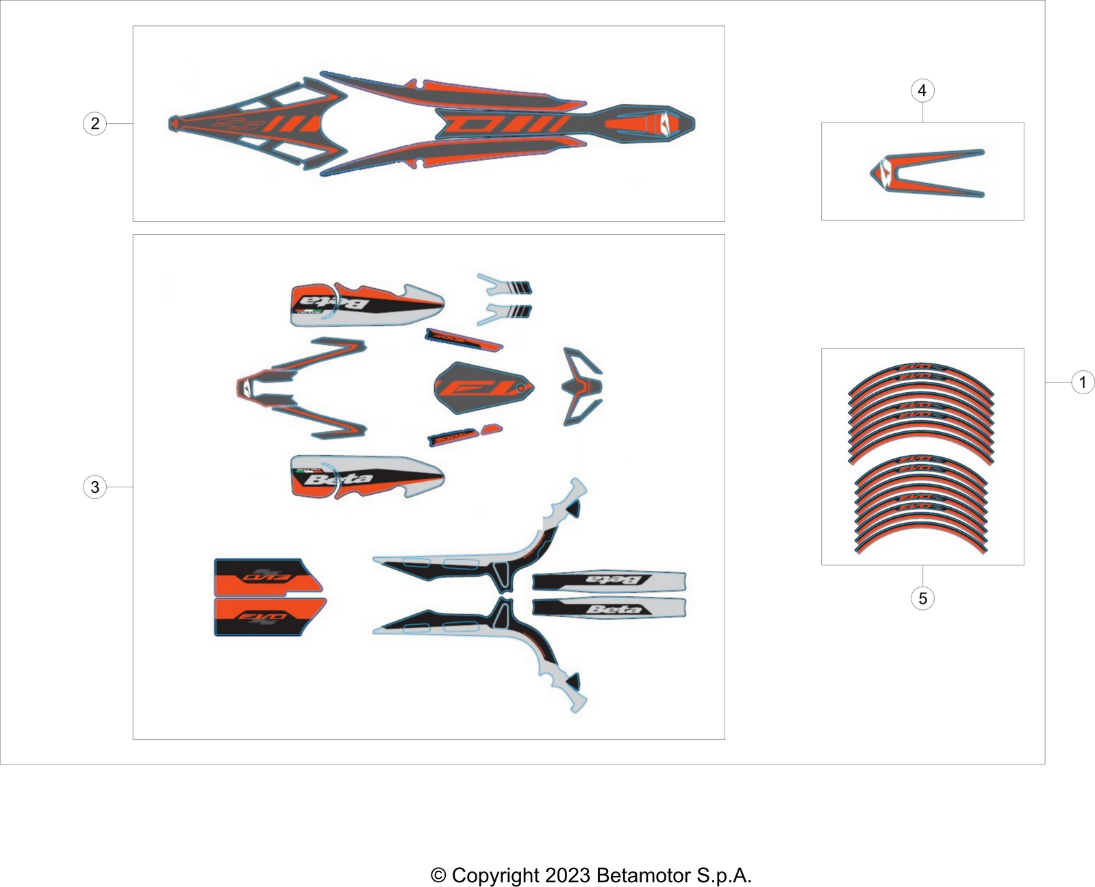 vue éclatée plastiques, réservoir et selle - beta evo 300 ss 2t 2024