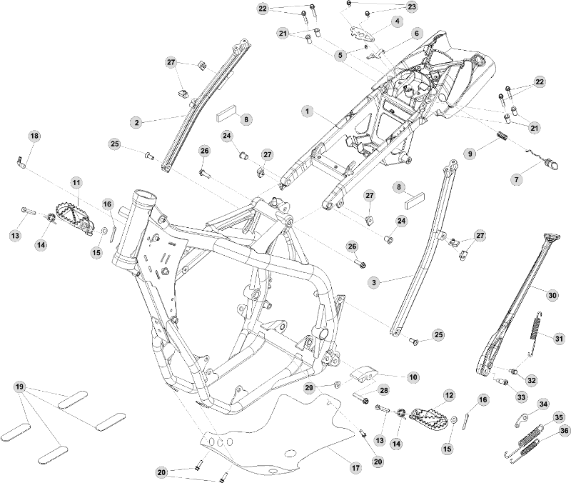 vue éclatée cadre - beta rr 350 2011