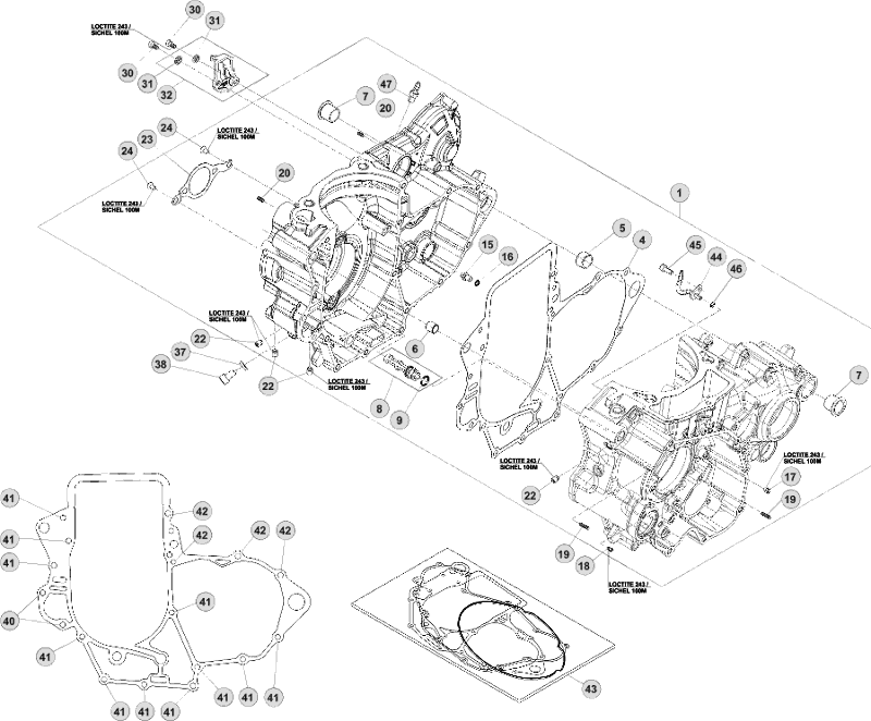 vue éclatée carter moteur - beta rr 350 2015