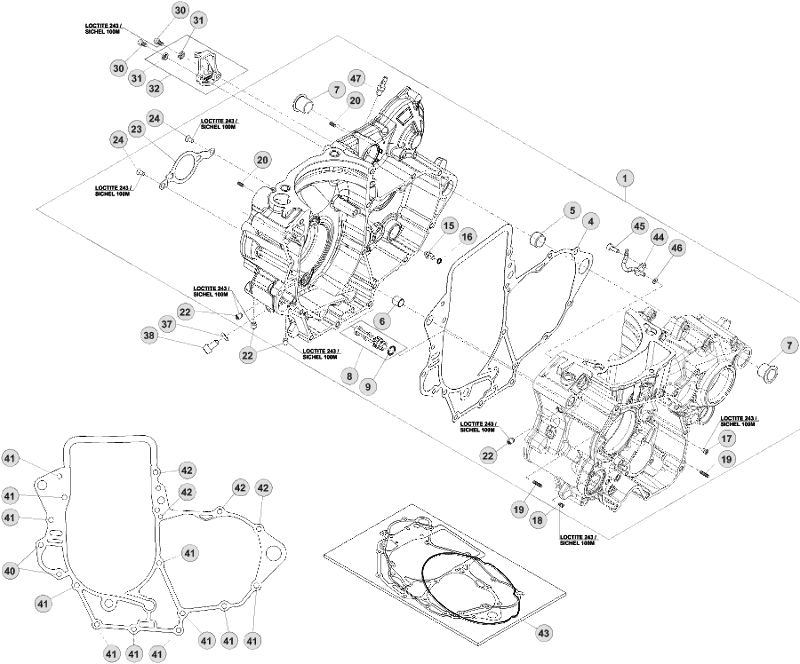 vue éclatée carter moteur - beta rr 350 2017